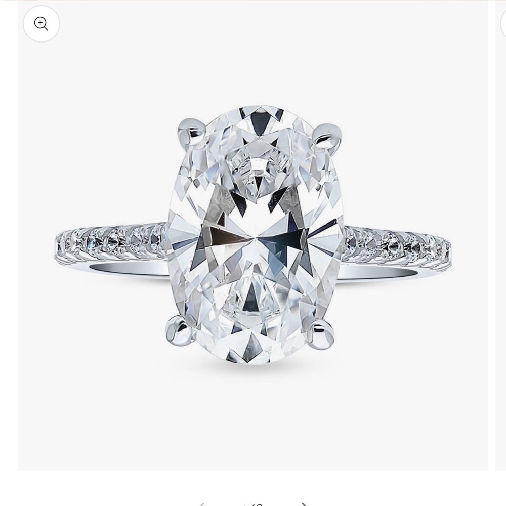 COPY - Solitaire 5.5ct Oval CZ Statement Ring in Sterling Silver Wedding Engage…